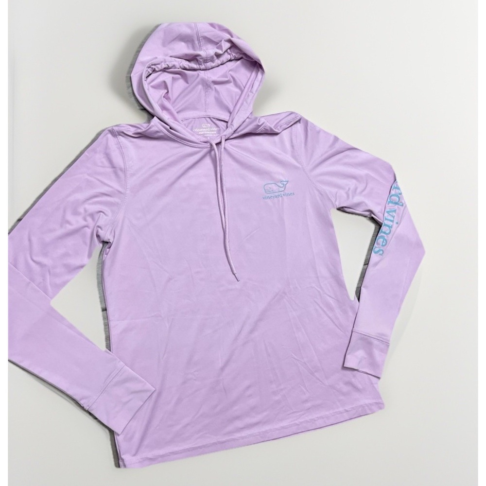 Vineyard Vines Lightweight Performance Hoodie Shirt Womens Small Pink/lavender